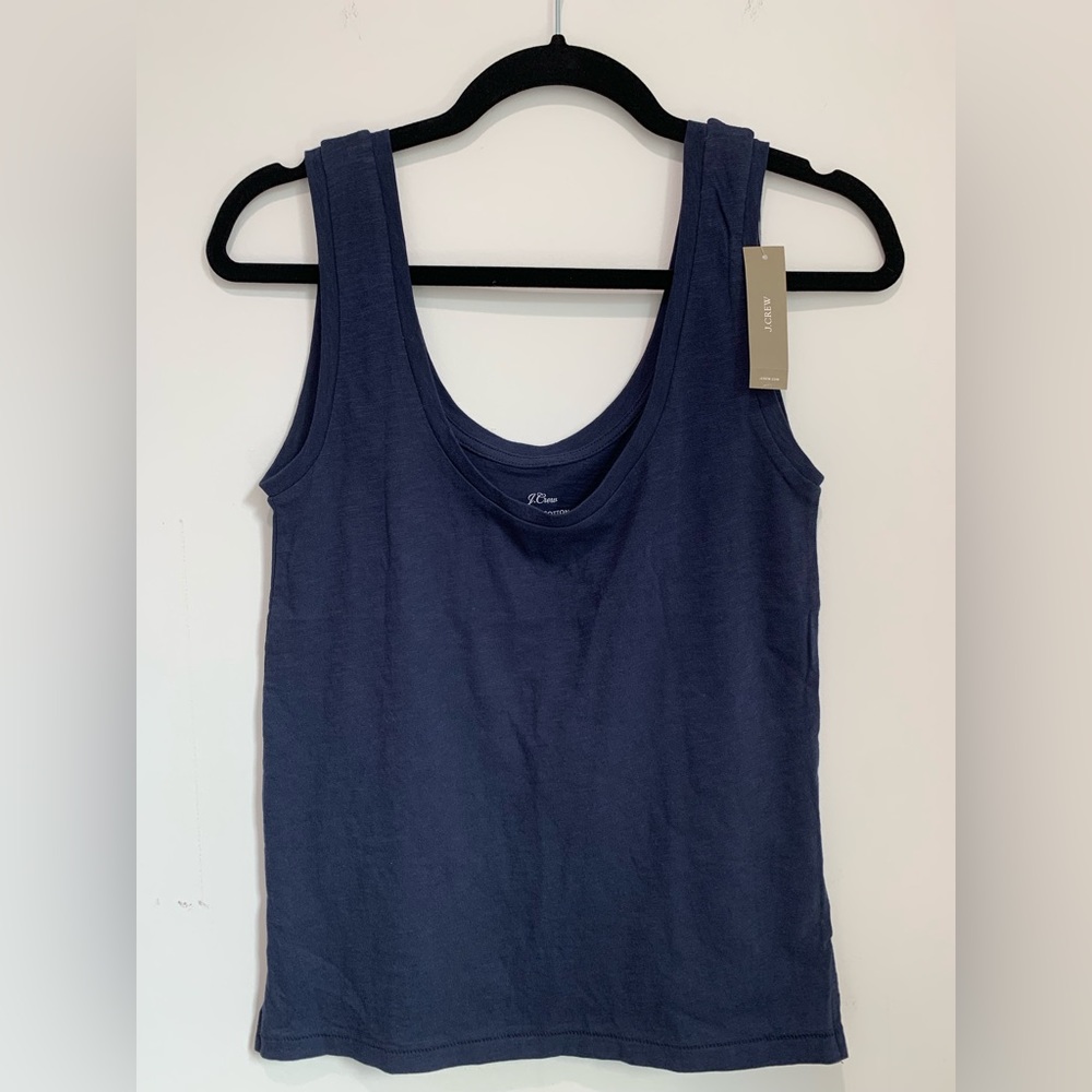 NWT J. Crew Vintage Cotton Scoopneck Tank Top Navy Blue | Size XS